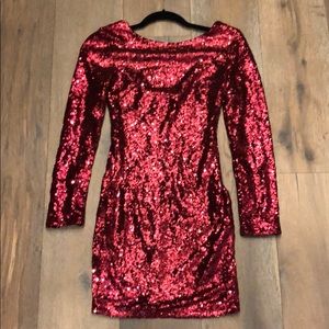 Maroon sequin mini dress